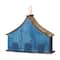 Glitzhome® 15" Blue Distressed Wood Birdhouse with Flowers